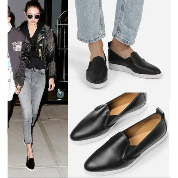 Everlane Shoes - Everlane The Leather Street Shoe Loafer in Black/White Sole